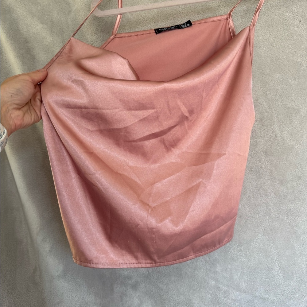 Nasty Gal Blush Satin Cowl Neck Camisole - Picture 4 of 4